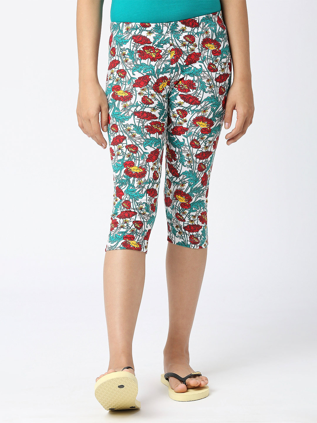 SINI MINI Girls Floral Printed Cotton Capris