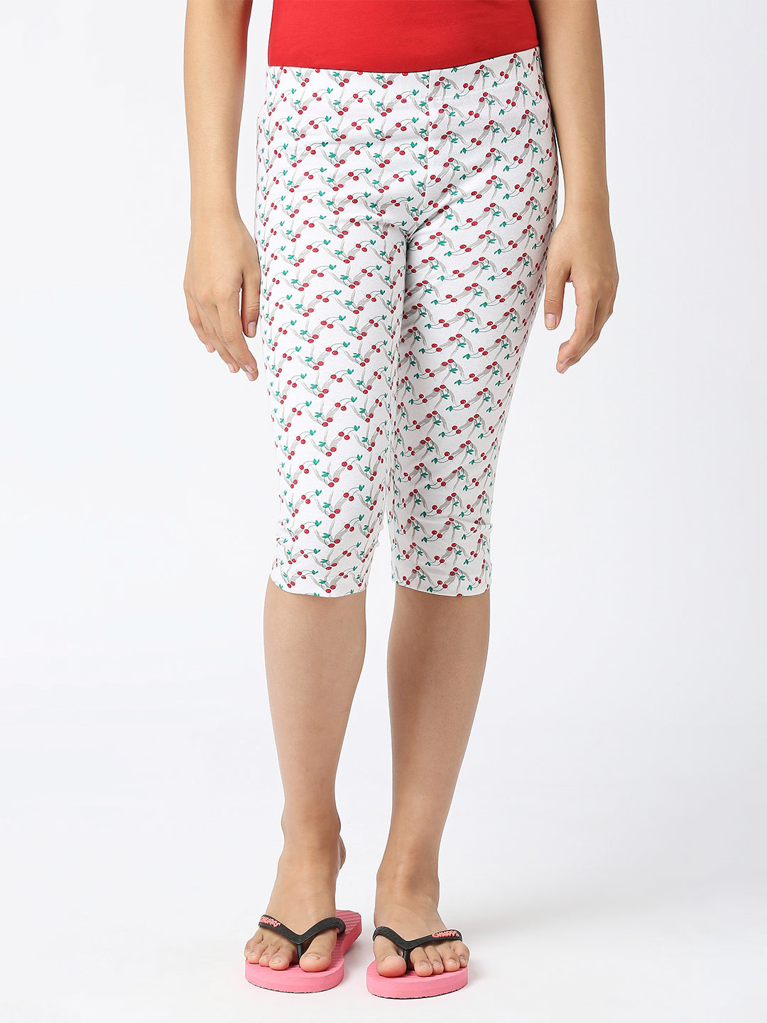SINI MINI Girls Floral Printed Mid Rise Pure Cotton Capris