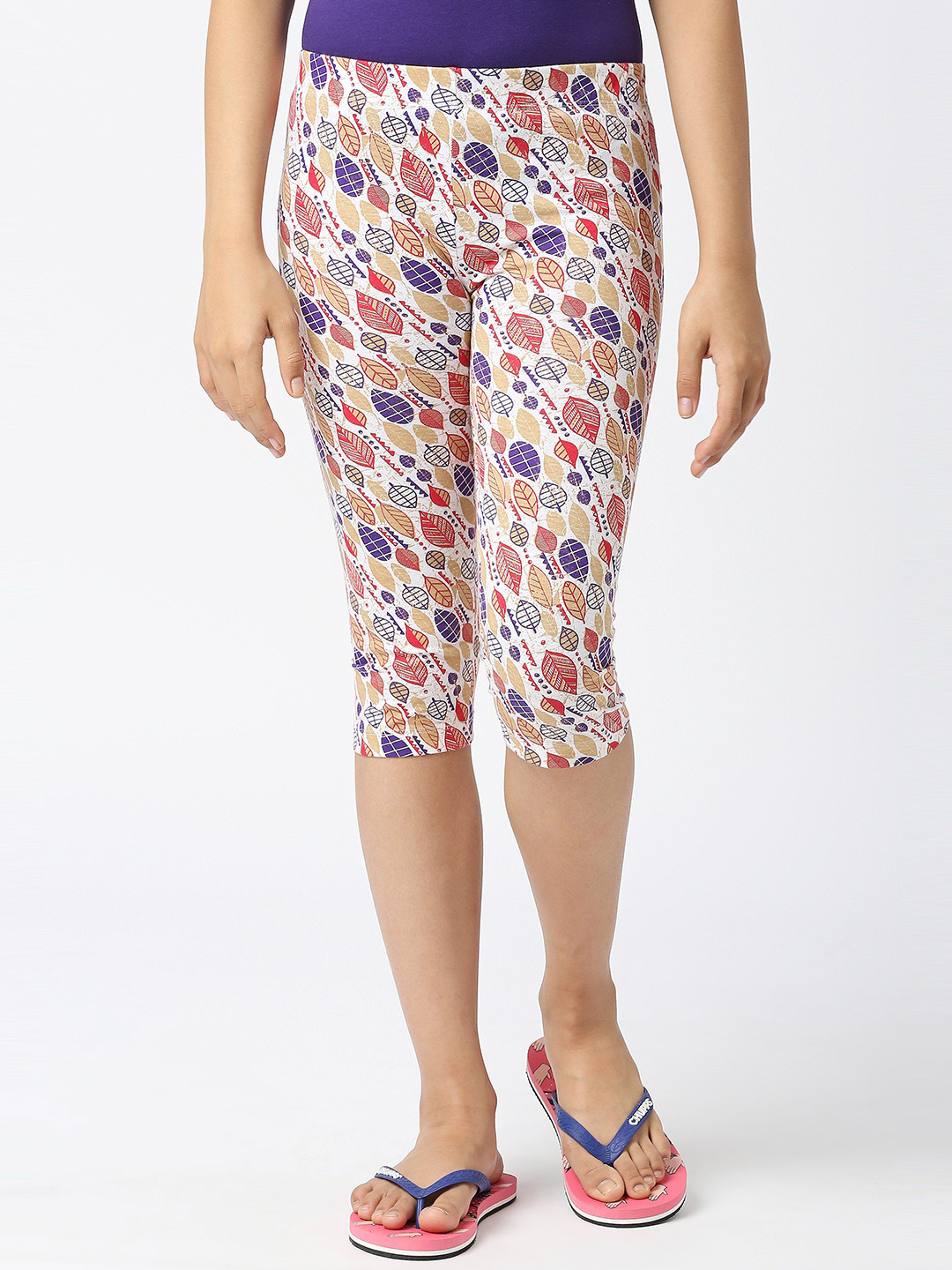 SINI MINI Girls Floral Printed Cotton Capris