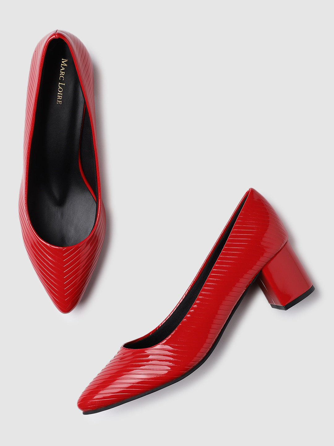 Marc Loire Striped Block Heel Pumps