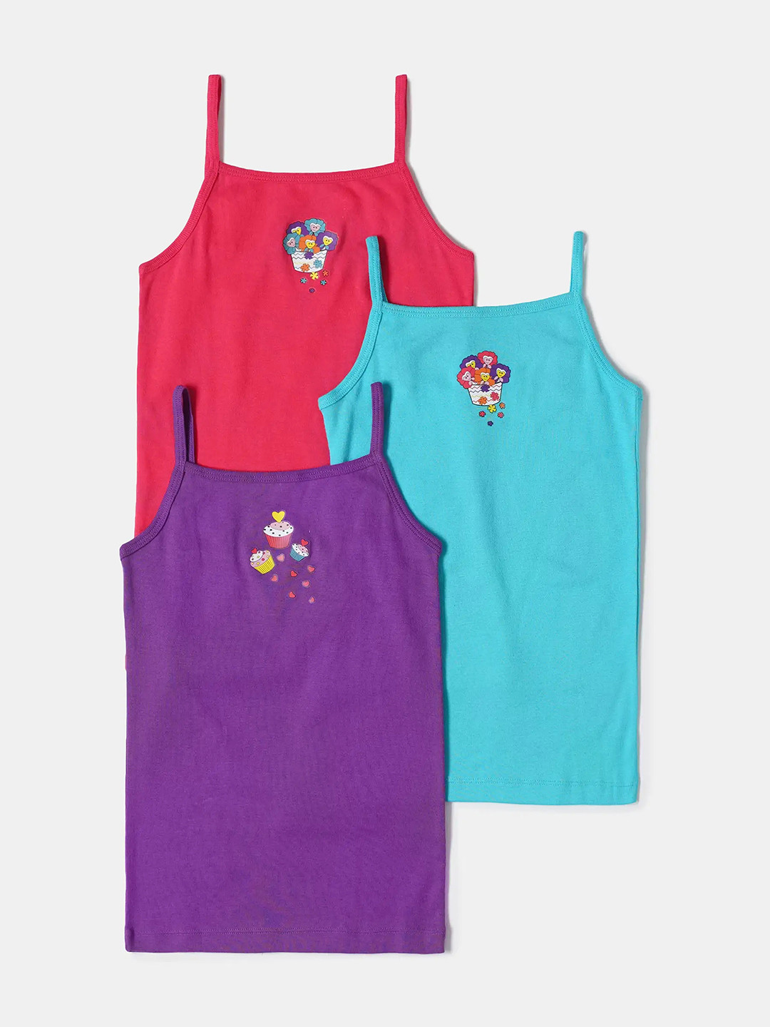 Jockey Girls Pack of 3 Cotton Spot Printed Camisole with Regular Straps-FG03