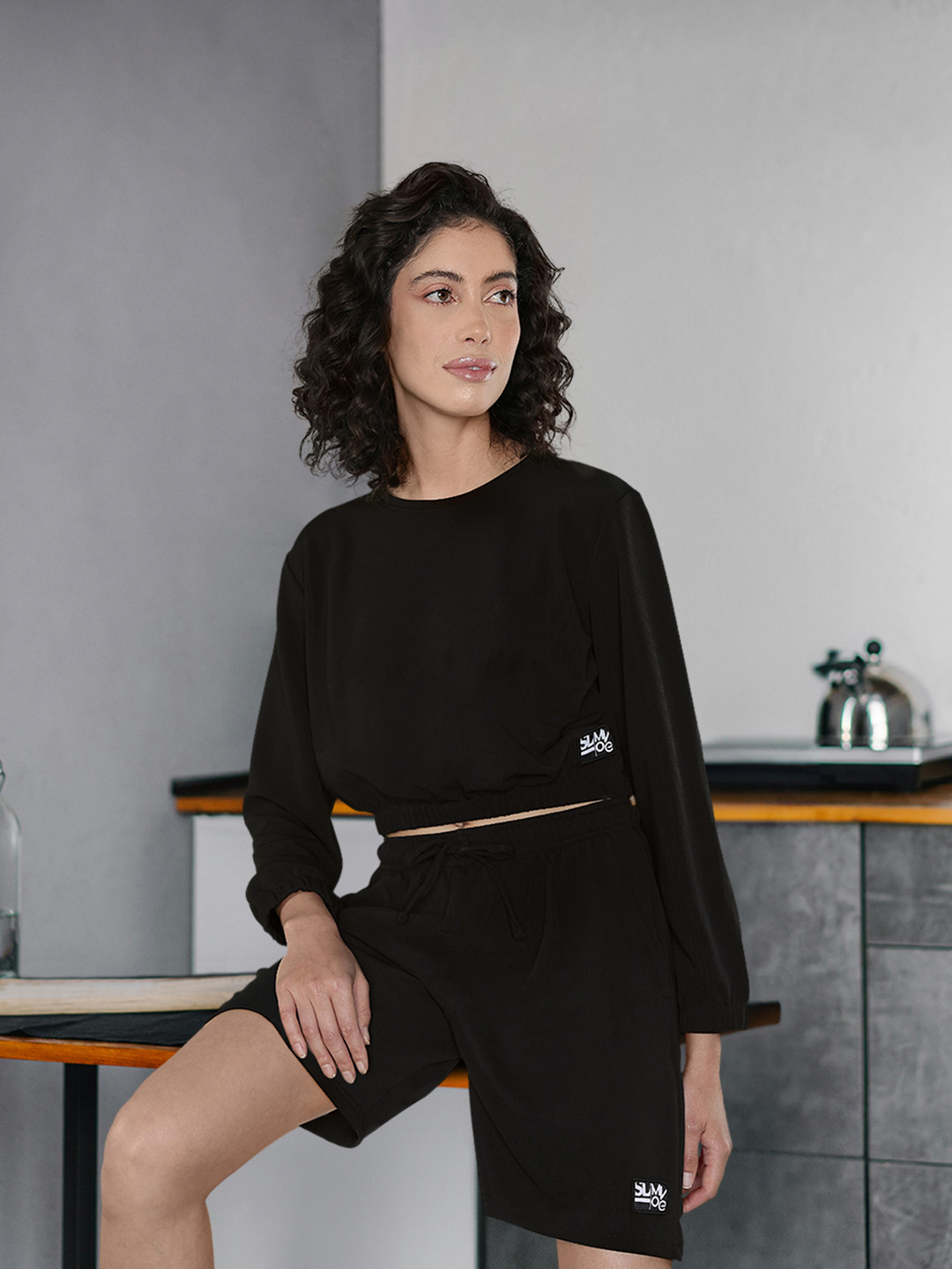 Sweet Dreams Black Round Neck Night Suit