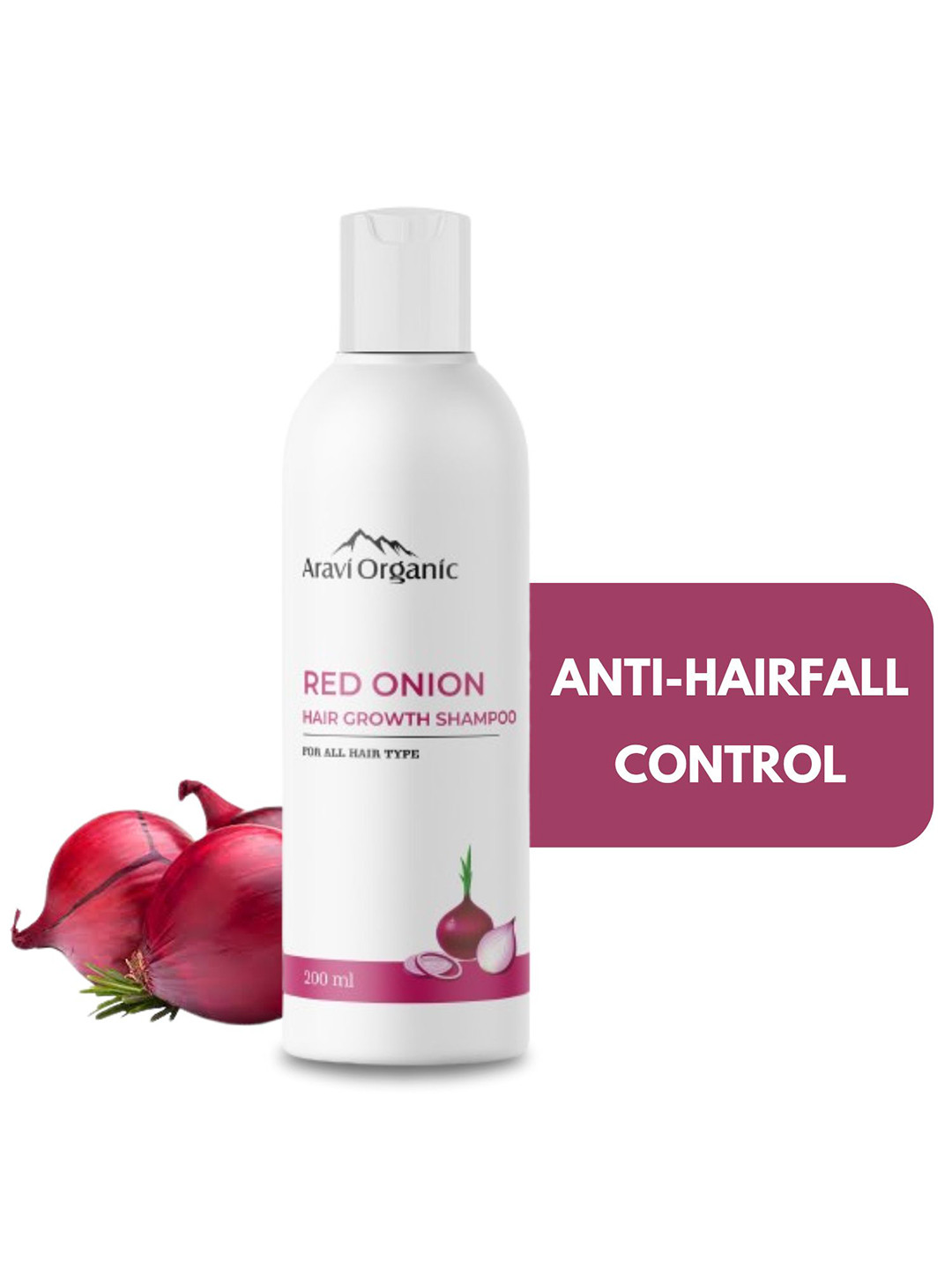Aravi Organic Red Onion Hair Shampoo with Black Seed Oil for Hair Fall Control - 200 ml