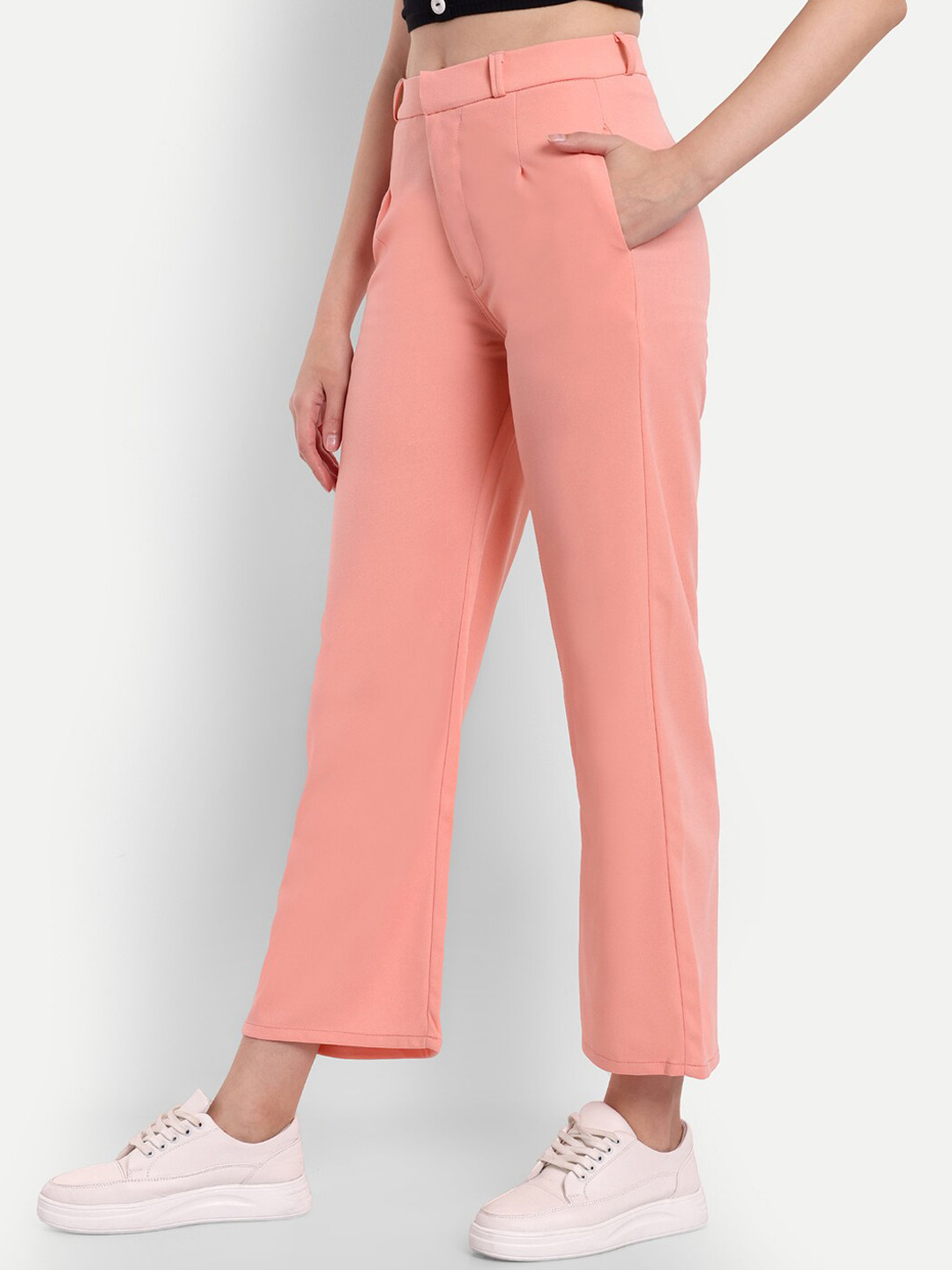 Next One Women Straight Fit High-Rise Easy Wash Parallel Trousers