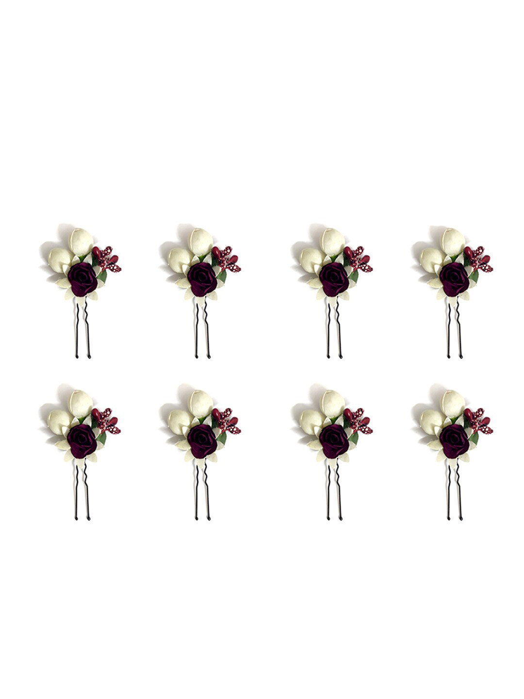Hair Flare Women Set Of 8 Artificial Small Rose Flower Hair U Pin
