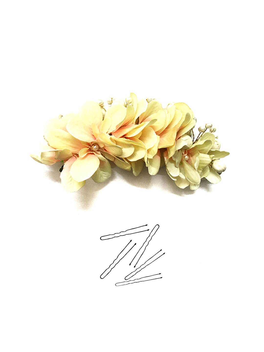 Hair Flare Women Embellished Artificial Flower Tiara with U Pins