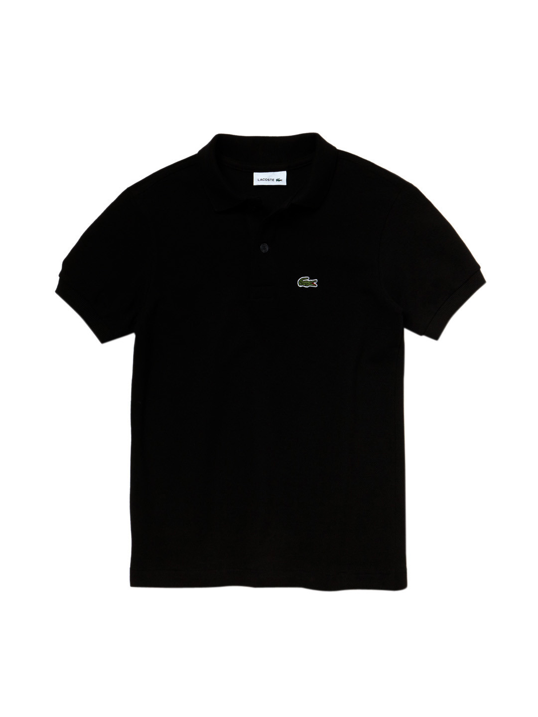 Lacoste Boys Black Solid Polo Collar T-shirt