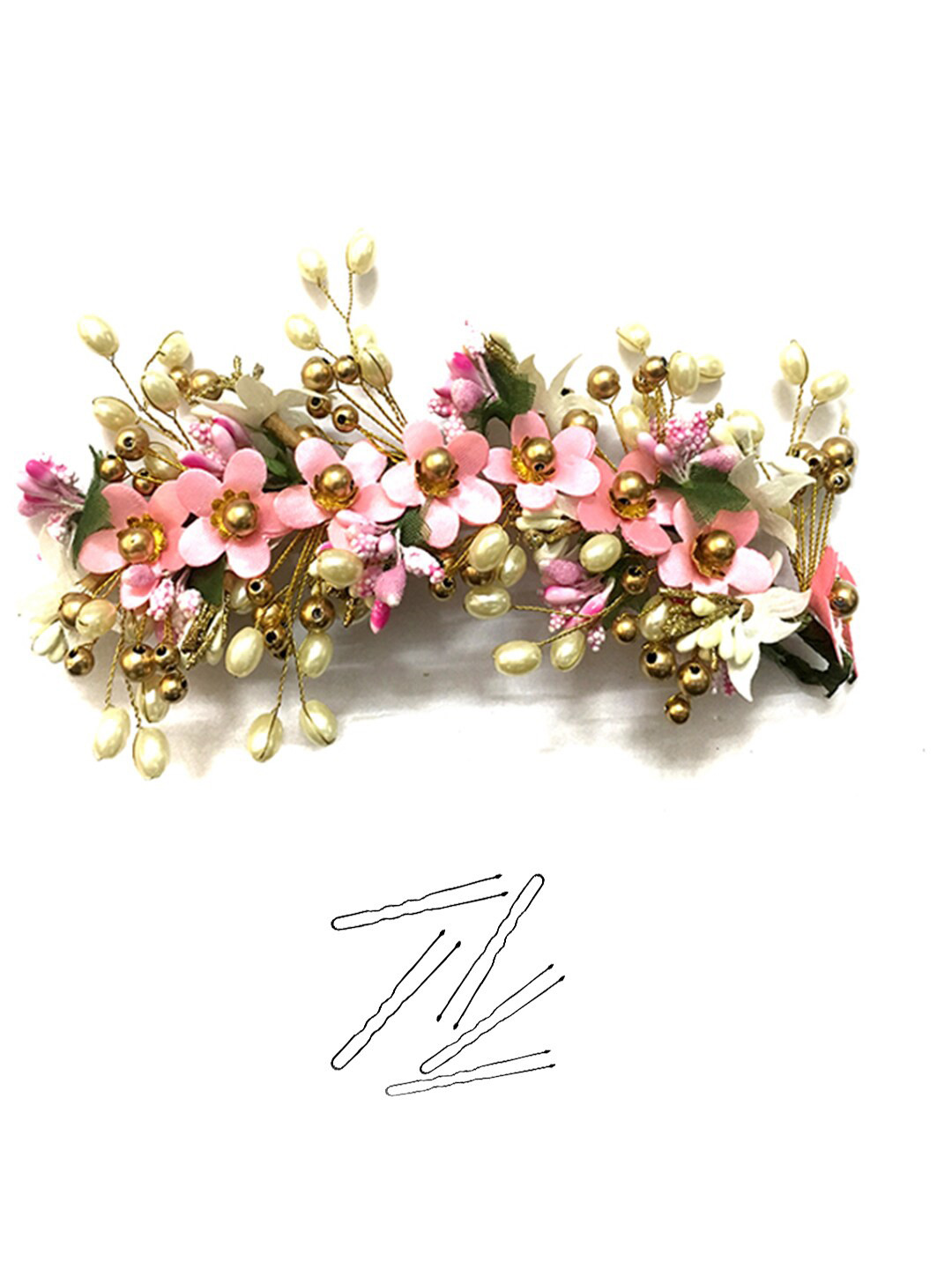 Hair Flare Women Embellished Artificial Flower Tiara with U Pins