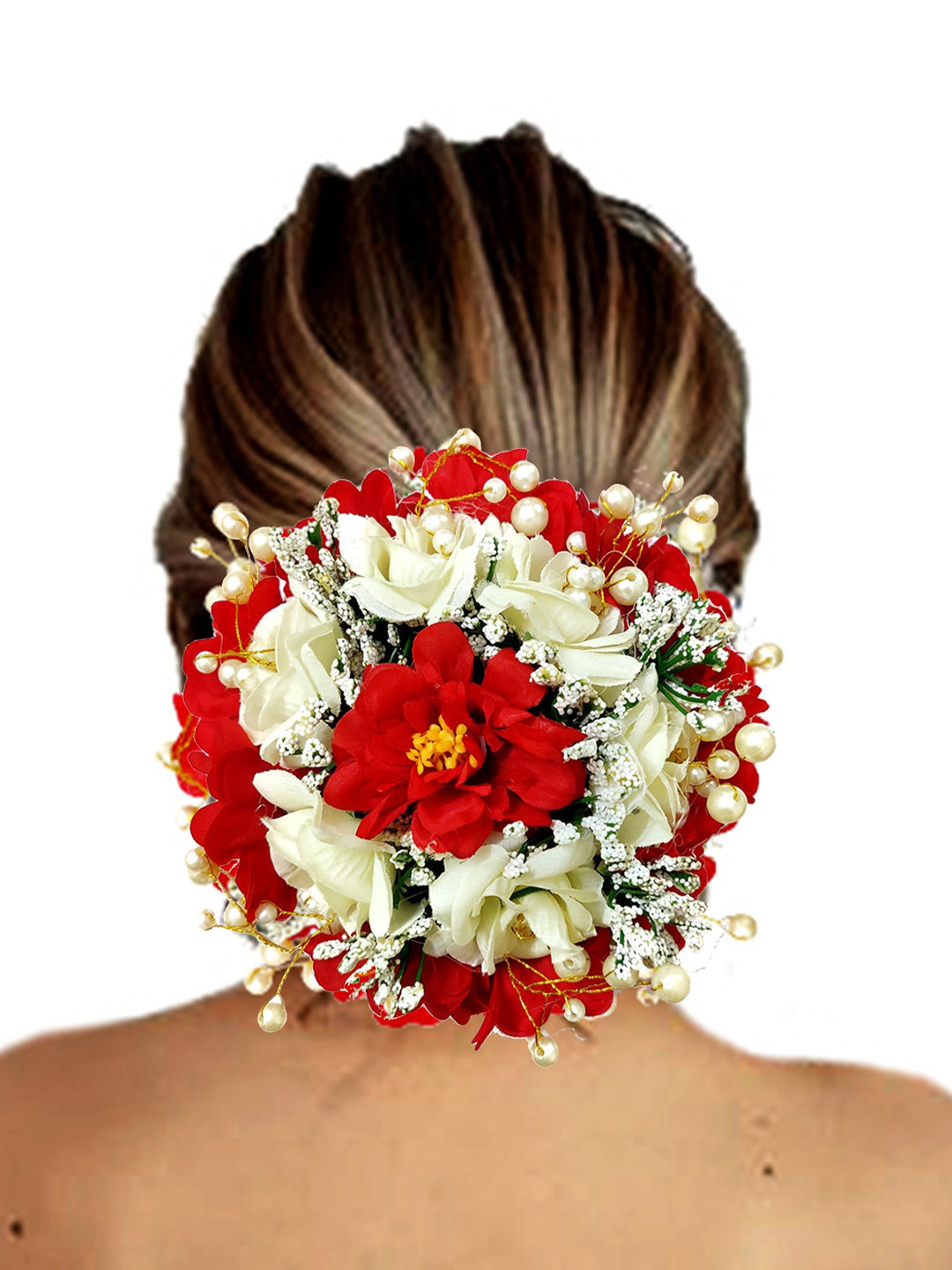 Hair Flare Women Artificial Flowers With Pearl Hair Accessory Set