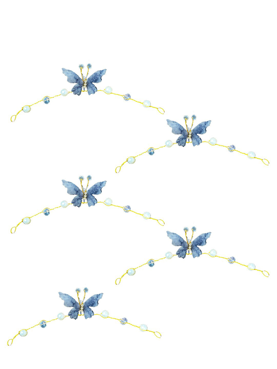 Hair Flare Set of 5 Artificial Butterfly Bridal Hair Accessory