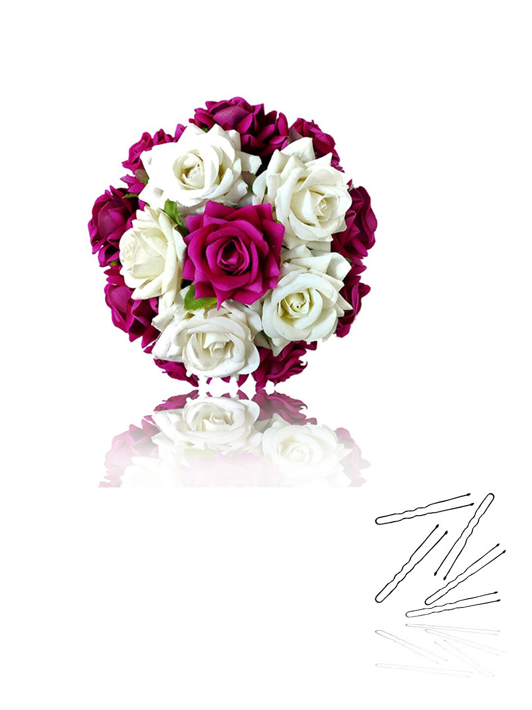 Hair Flare Women Artificial Rounded Rose Flower With Lily Hair Pins