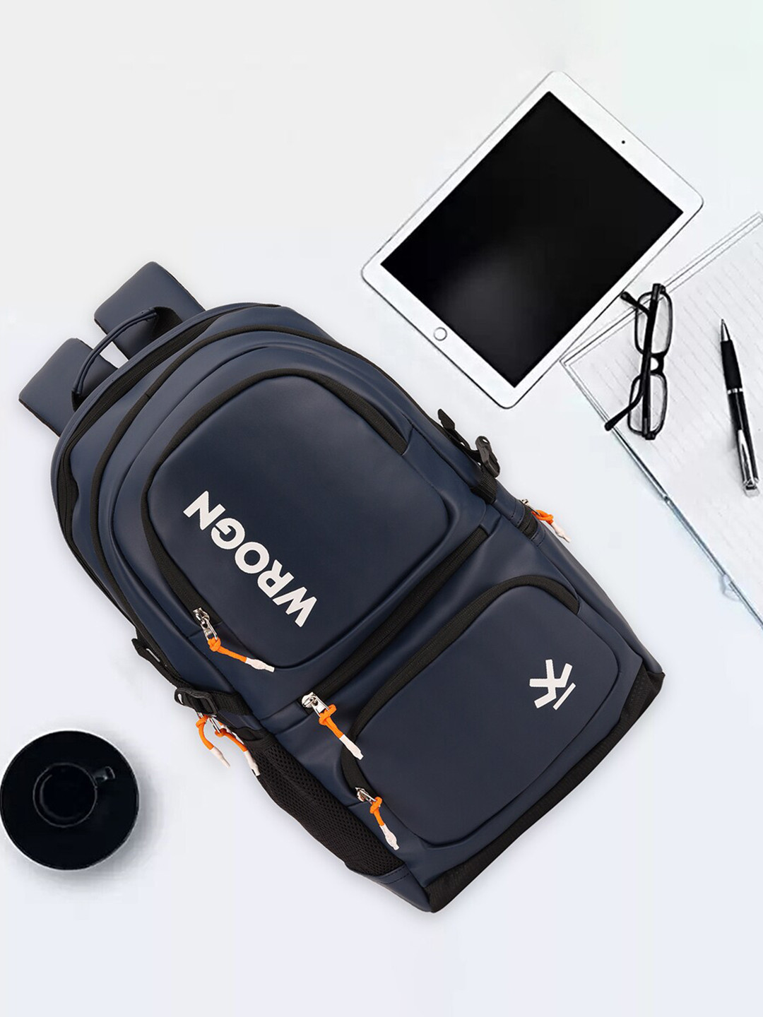 WROGN Brand Logo Printed Padded Backpack With Rain Cover 36 L