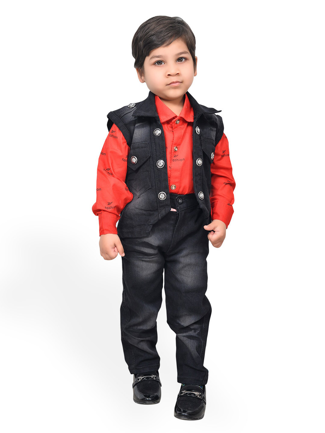 KIDZAREA Boys Cotton Silk Shirt With Waistcoat and Pant