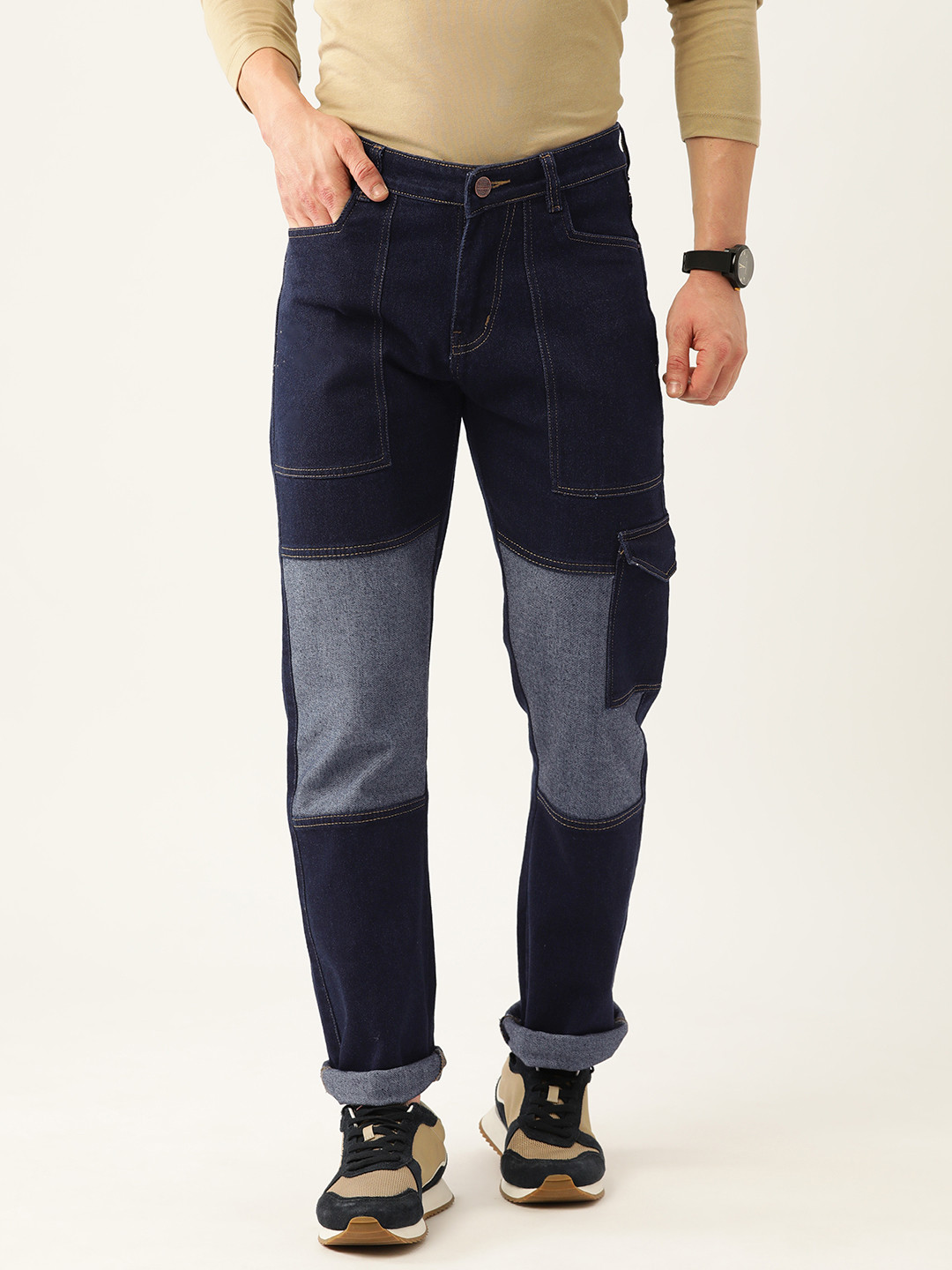 PARIS HAMILTON Men Relaxed Fit Colourblocked Denim Jeans
