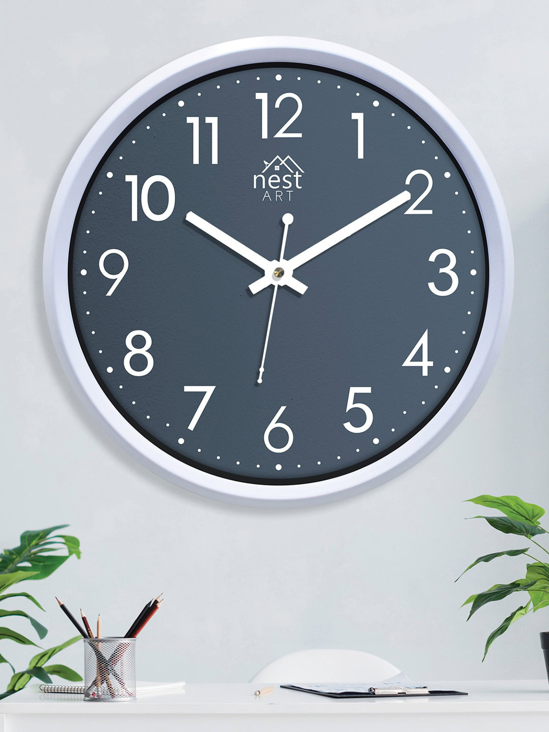 nest ART White & Teal Contemporary Wall Clock