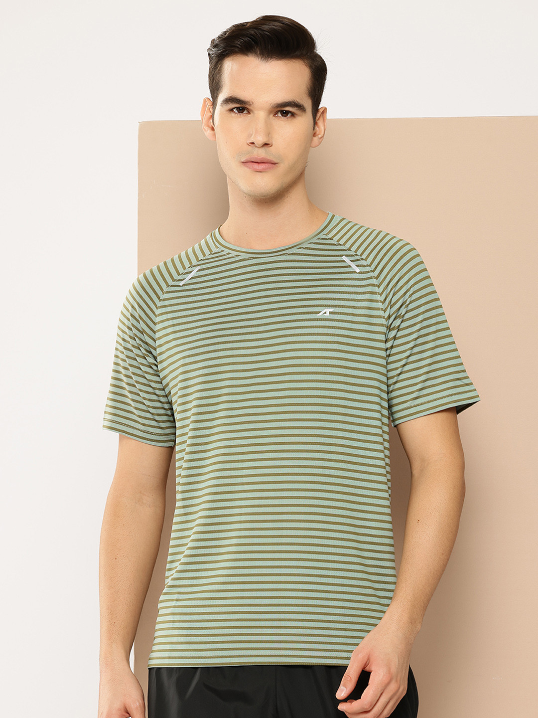 Alcis Striped Slim Fit Anti-Static T-Shirt