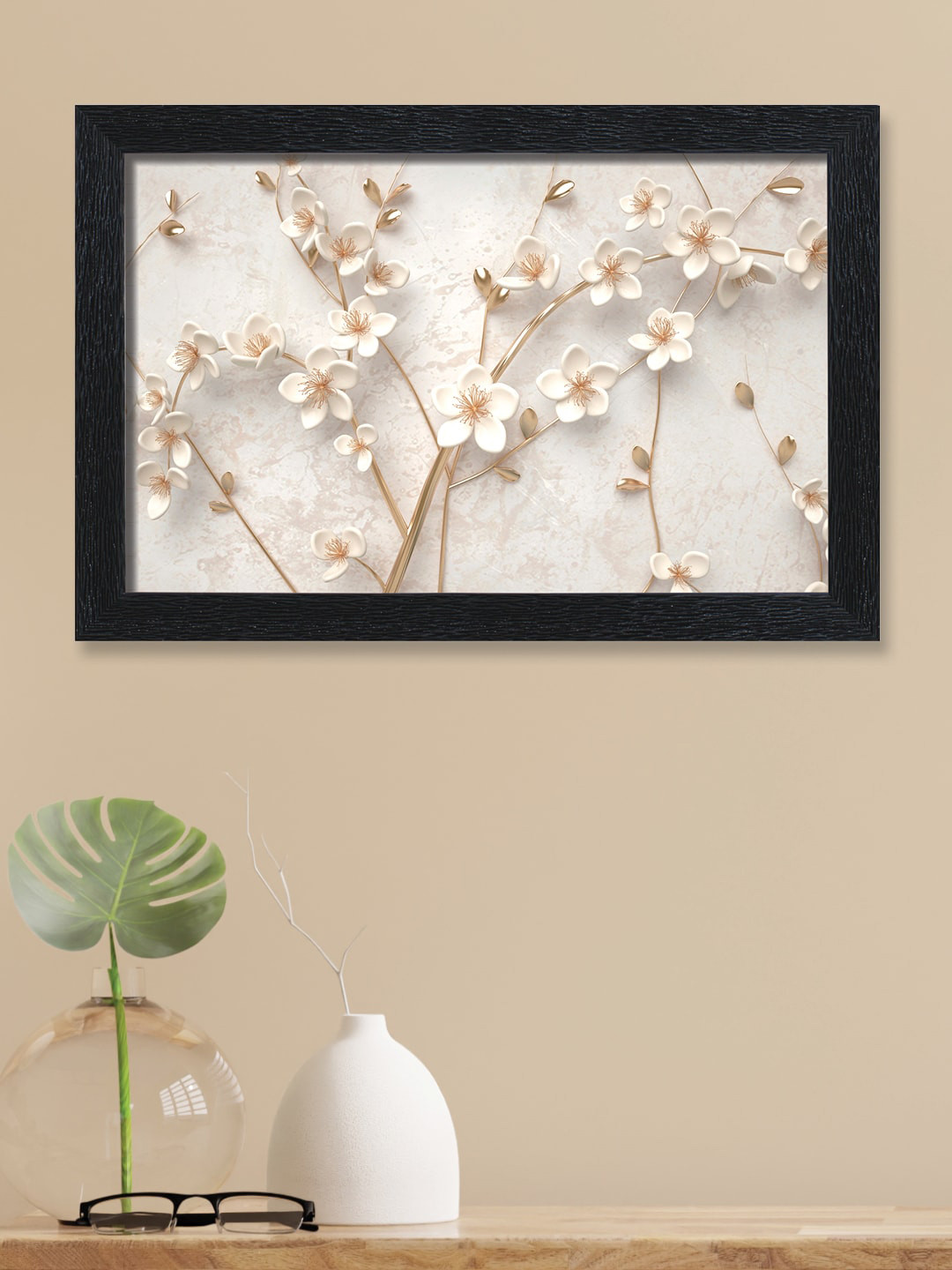 nest ART Beautiful Small Flowers Synthetic Wood Rectangle Paintings Wall Art -12 x 18 In