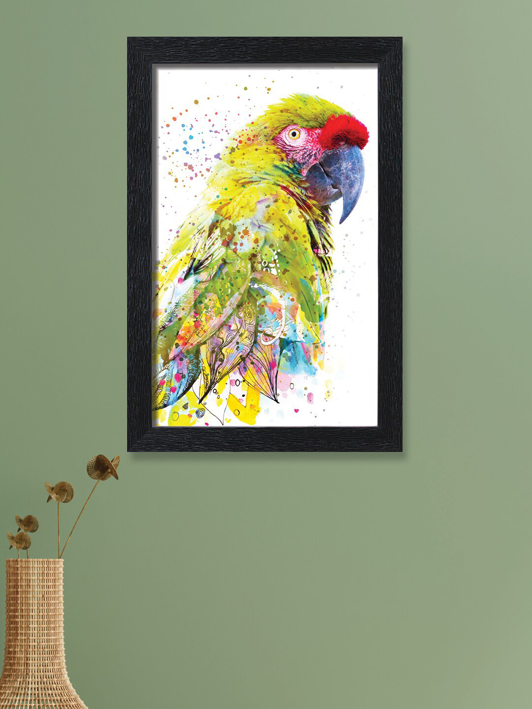 nest ART Parrot Printed Rectangle Portrait Paintings Wall Art - 12x18x1In