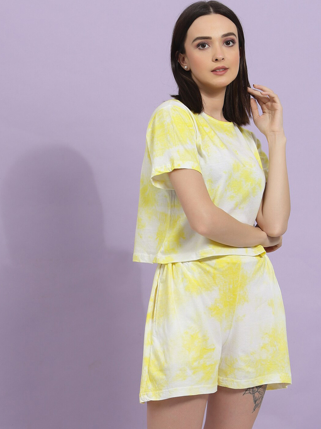 Rigo Women Yellow Tie & Dye Co-Ord Set