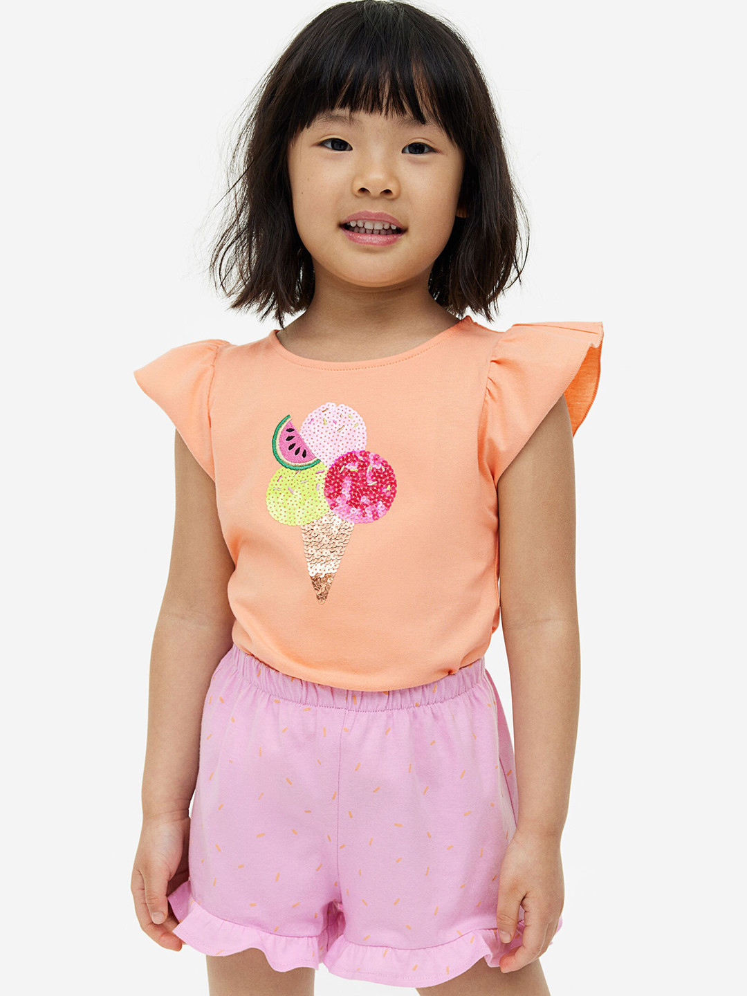 H&M Girls Pure Cotton 2-Piece Motif-Detail Set