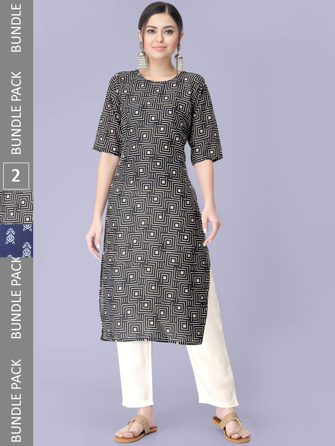 7Threads Pack of 2 Printed Kurtas with Trousers