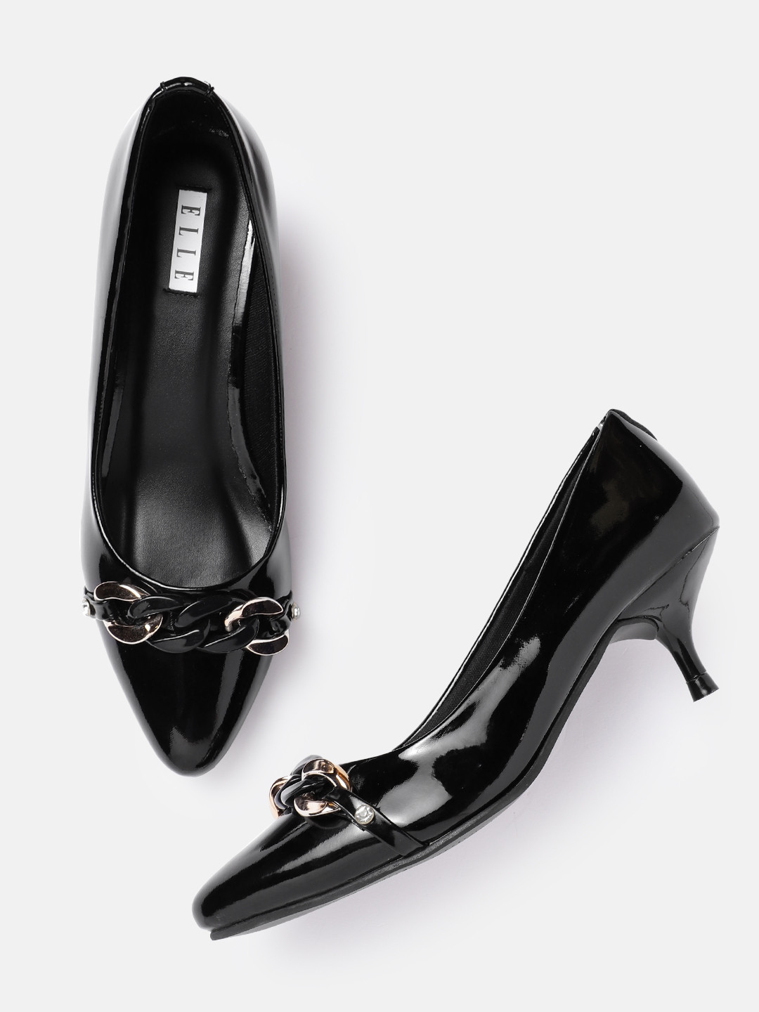 ELLE Women Chain Detail Kitten Heel Pumps