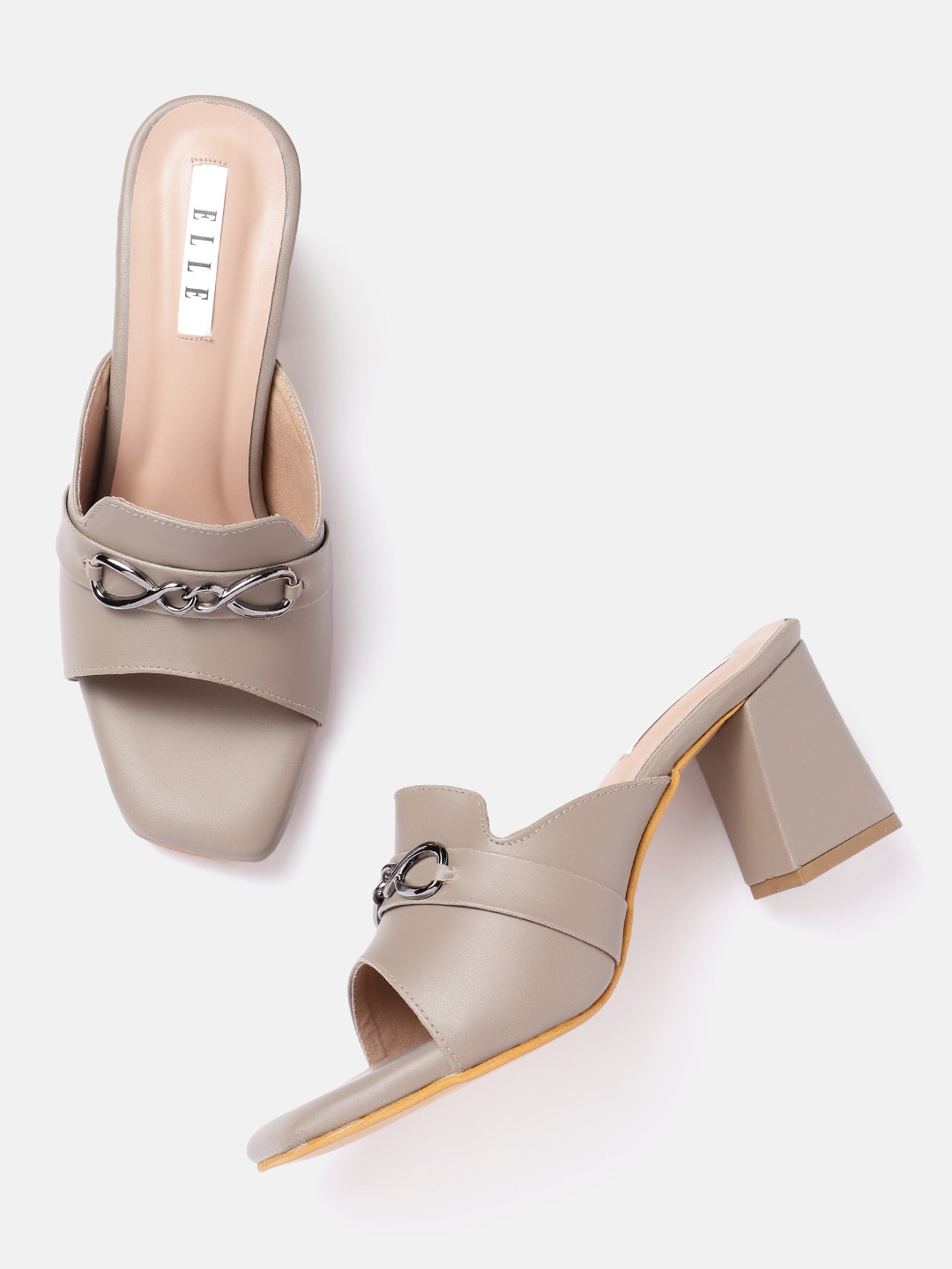 ELLE Women Chain Detail Block Heels