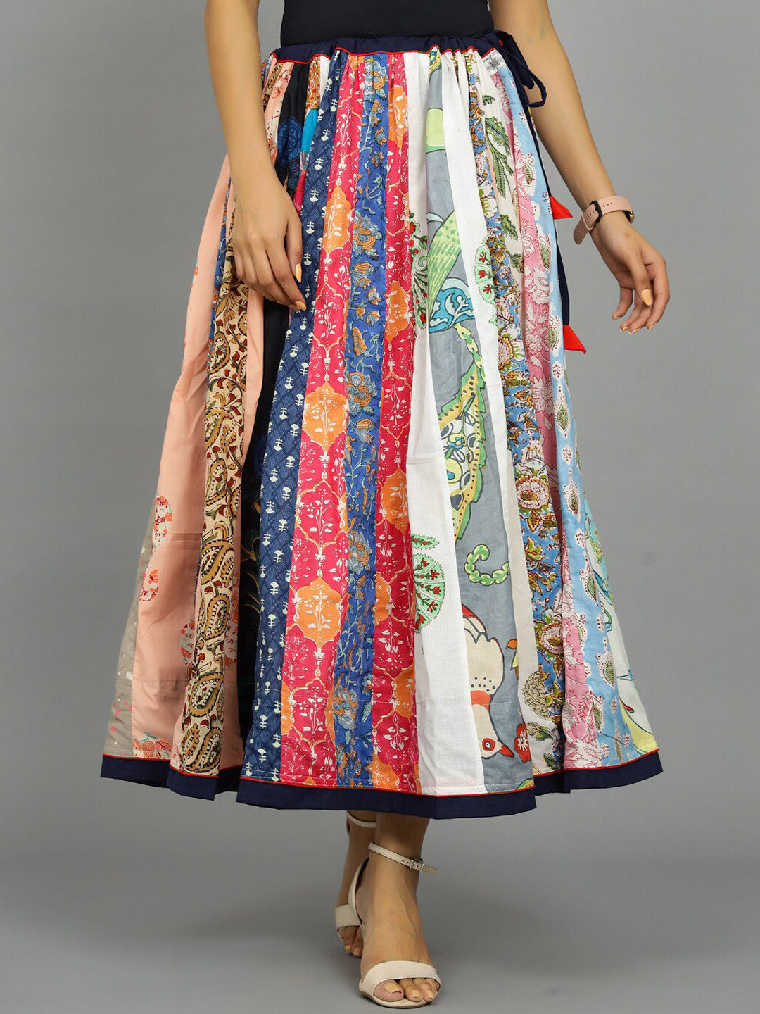 HANDICRAFT PALACE Block Printed Pure Cotton Cambric Maxi Skirt