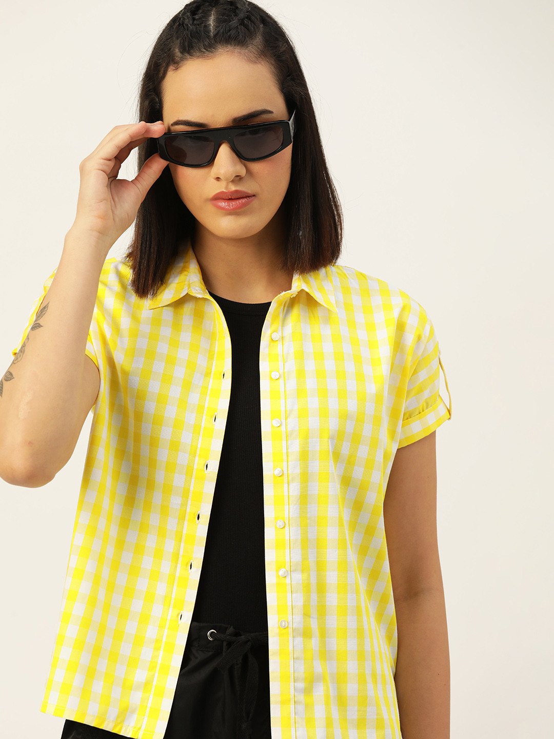 Kook N Keech Yellow Checked Cotton Top