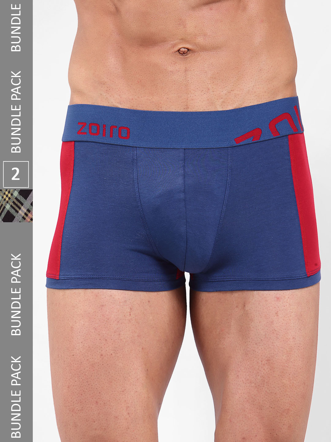 Zoiro Men Pack Of 2 Printed 4 Way Stretch Cotton Trunks ZO-TTRU0082-0032-LB-BK-XXL-2P