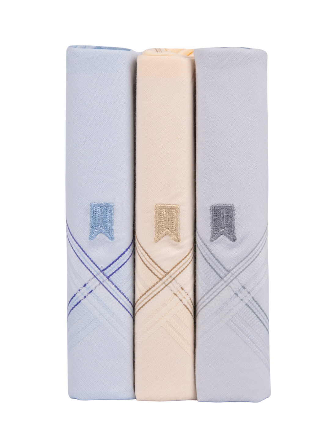 TIM PARIS Men Pack Of 3 Striped Cotton Handkerchief