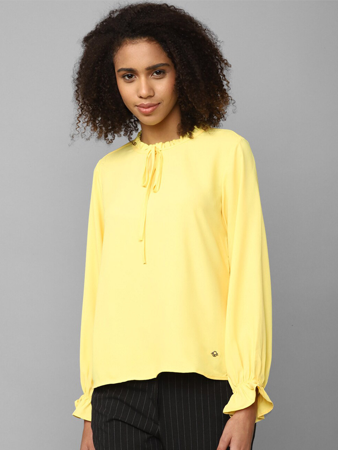 Allen Solly Woman Tie-Up Neck Bell Sleeves Top