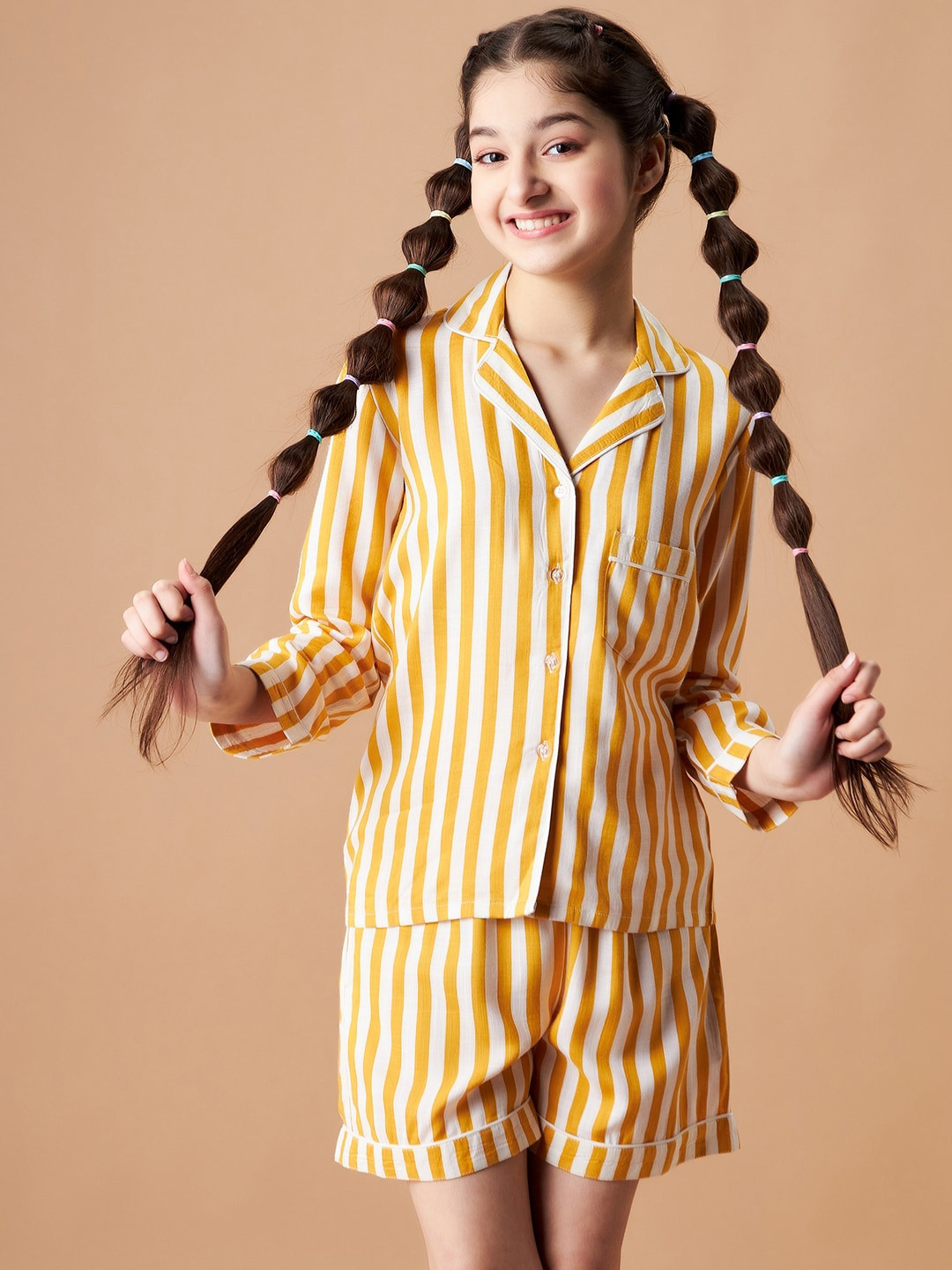 Cherry & Jerry Girls Striped Night Suit