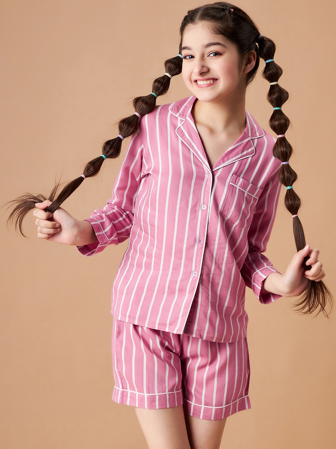 Cherry & Jerry Girls Striped Night Suit