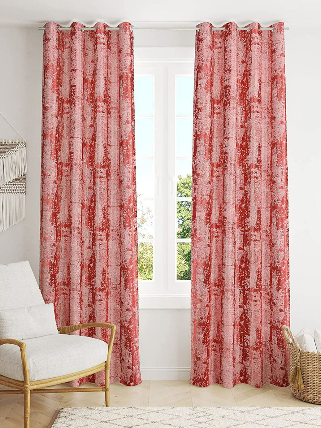 Bajo's Red & White 2 Pieces Quirky Door Curtain