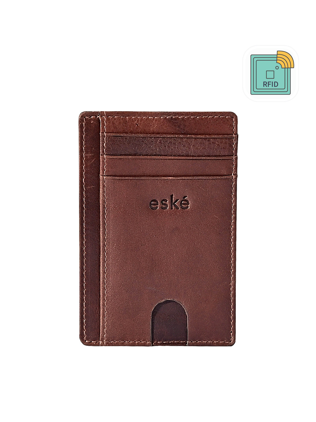 Eske Men Tan Leather Card Holder