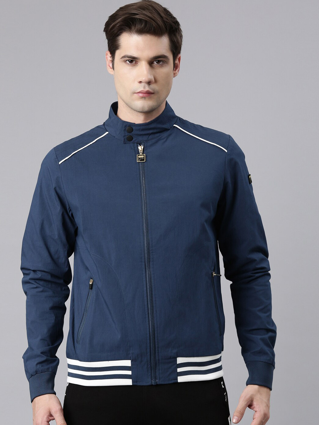 FILA Stand Collar Long Sleeves Varsity Jacket