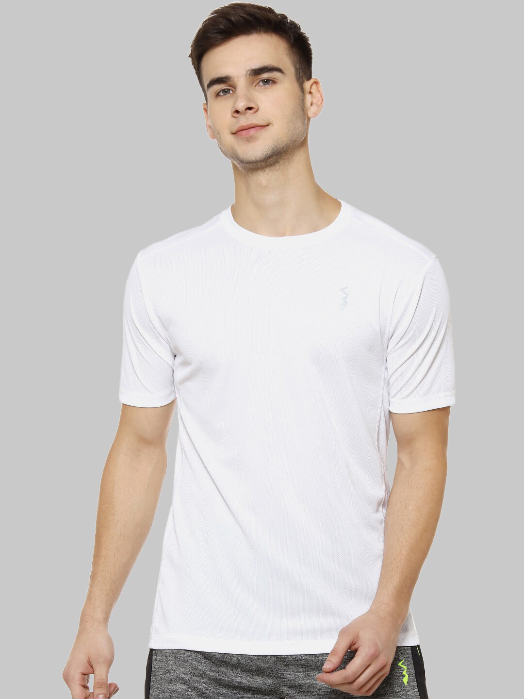Campus Sutra White Round Neck Short Sleeves Outdoor Sports T-shirt