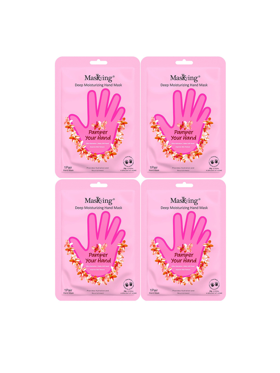 MasKing Set Of 4 Moisturizing & Hydrating Hand Masks 20gm Each