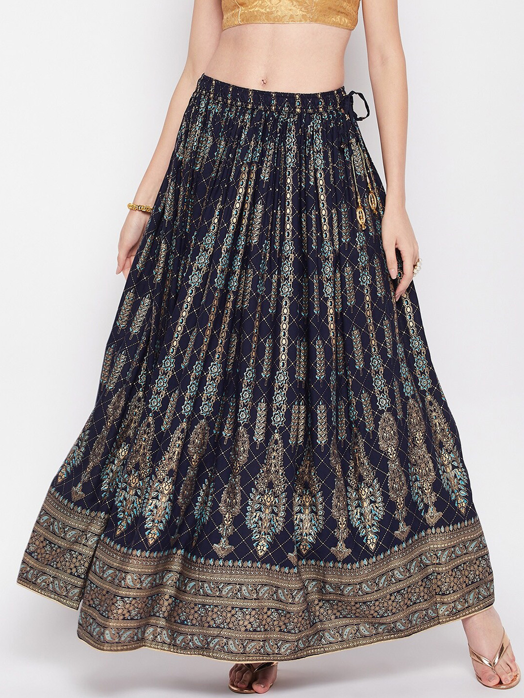 Clora Creation Floral Printed Flared Maxi Skirt