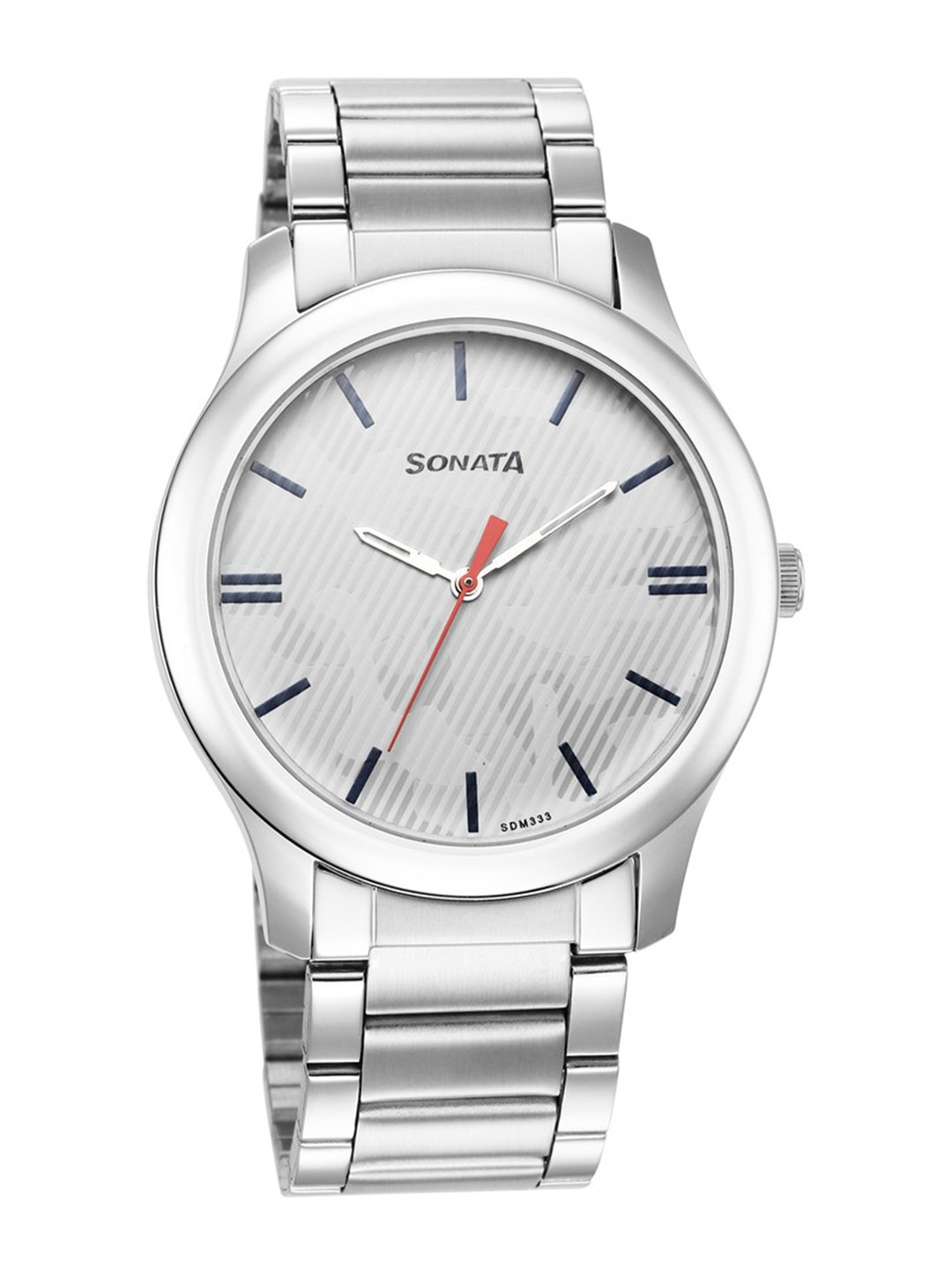 Sonata Men Stainless Steel Bracelet Style Straps Analogue Watch 77106SM07W