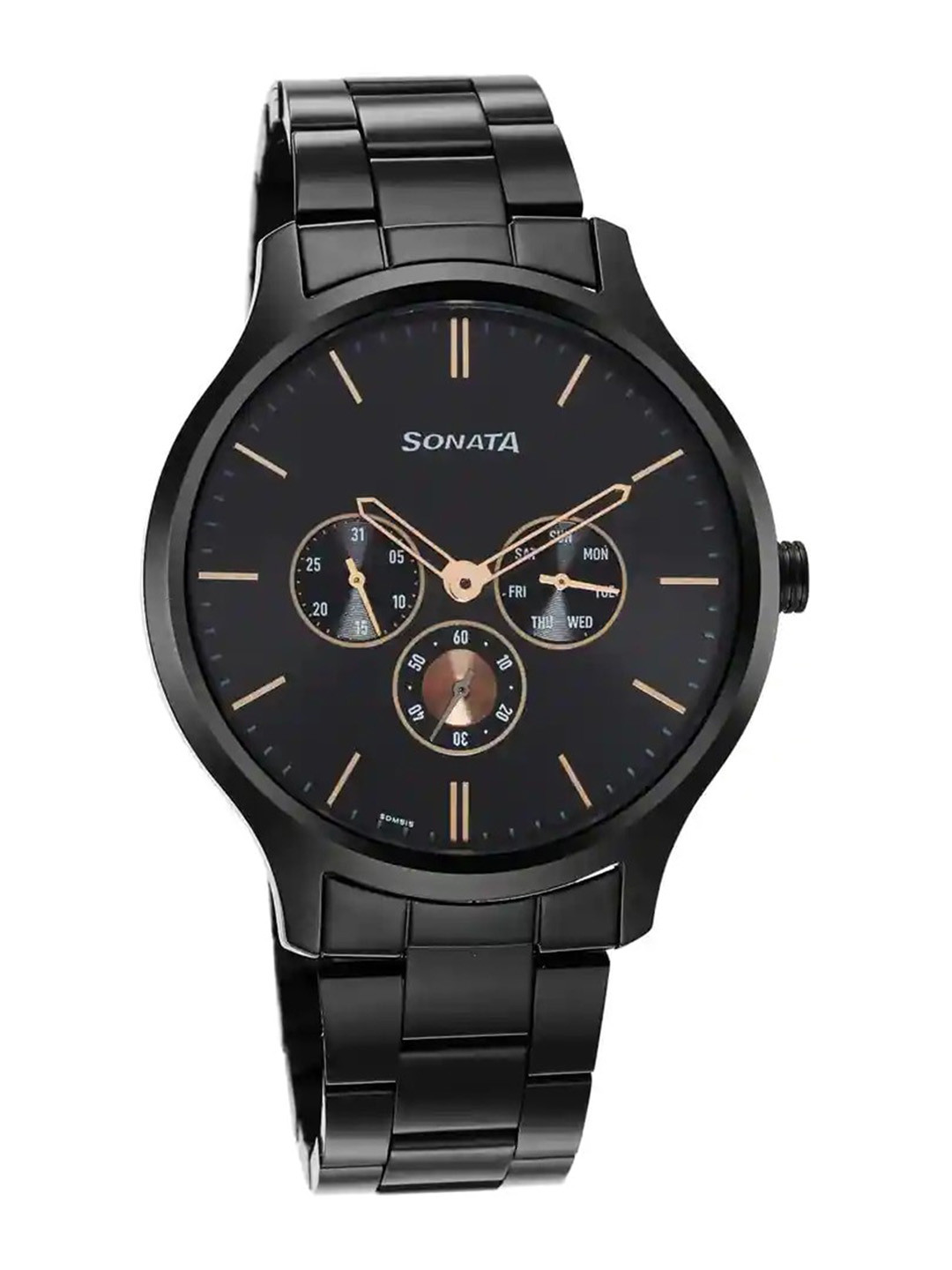 Sonata Men Textured Stainless Steel Bracelet Style Straps Analogue Watch 7140NM01