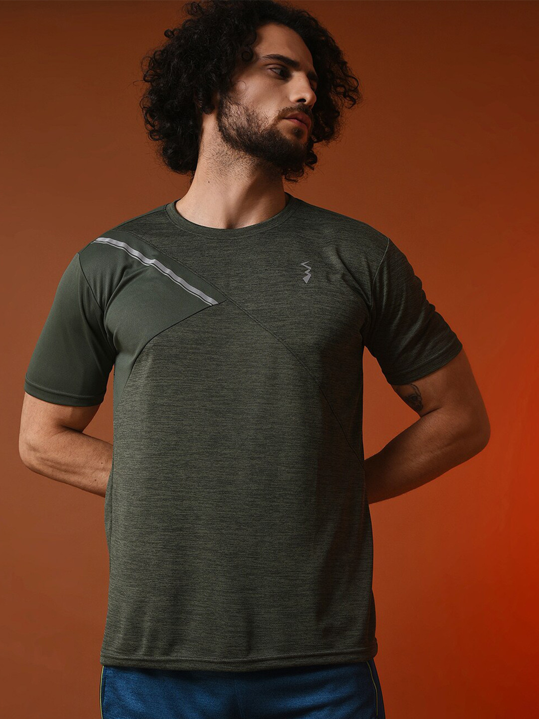 Campus Sutra Olive Dry-Fit Training  T-shirt