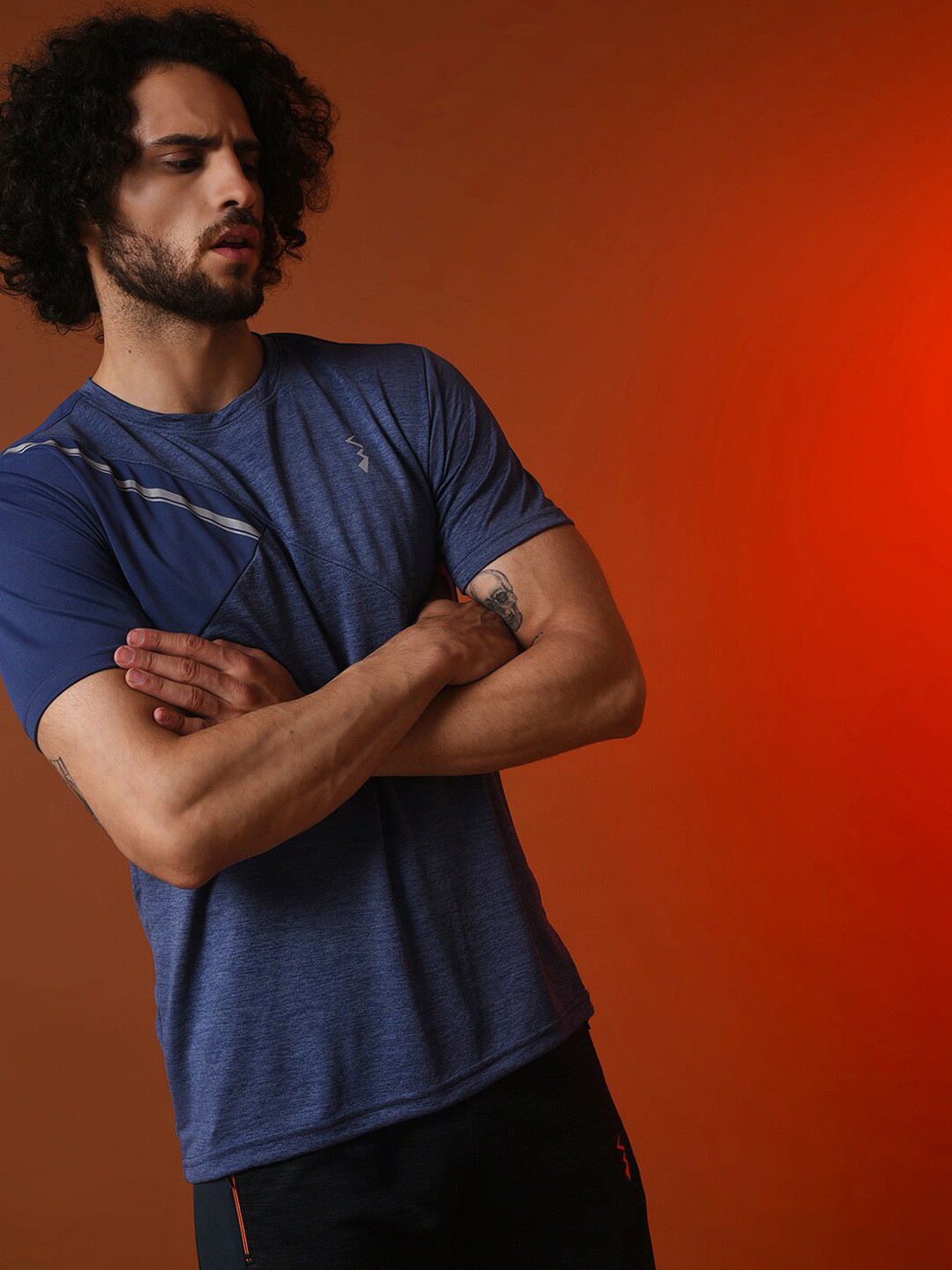 Campus Sutra Navy Blue Dry-Fit Training T-shirt