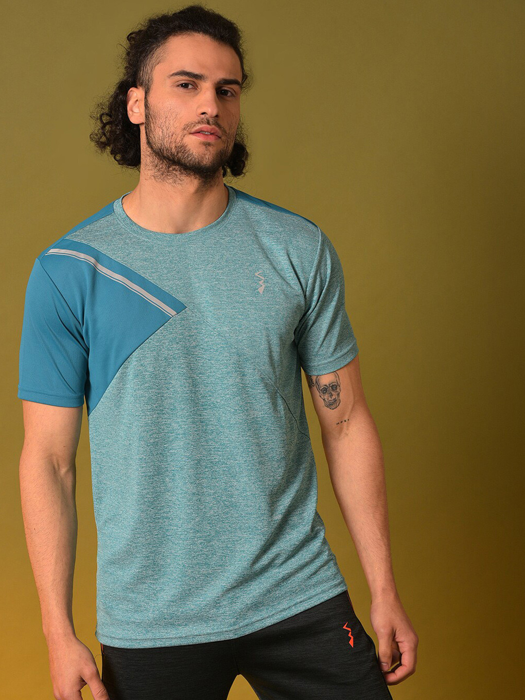 Campus Sutra Teal Dry-Fit Training T-shirt