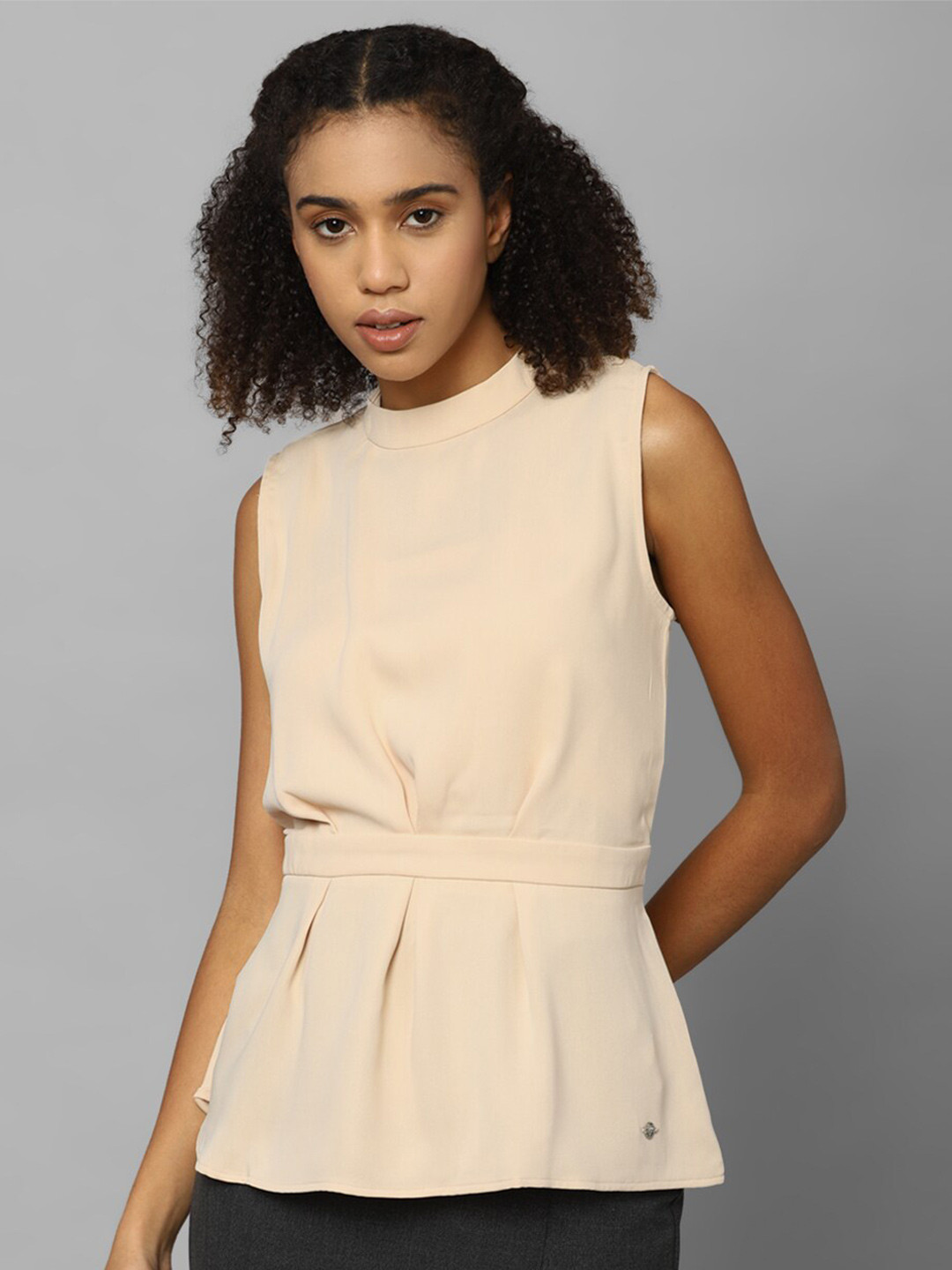 Allen Solly Woman High Neck Cinched Waist Top