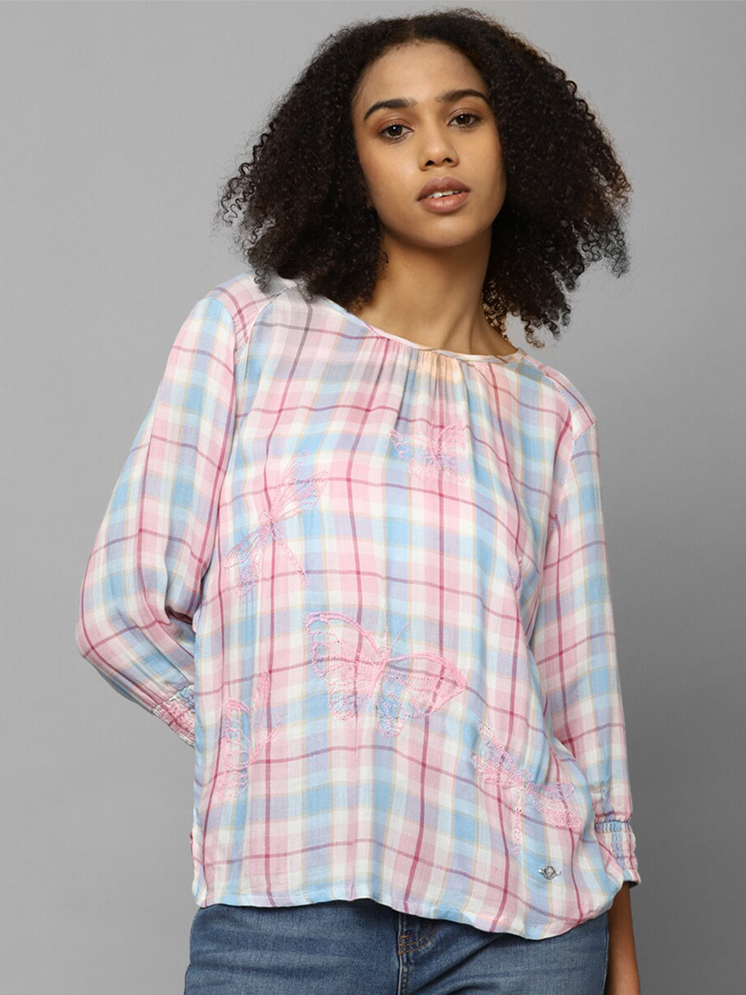 Allen Solly Woman Checked Round Neck Top