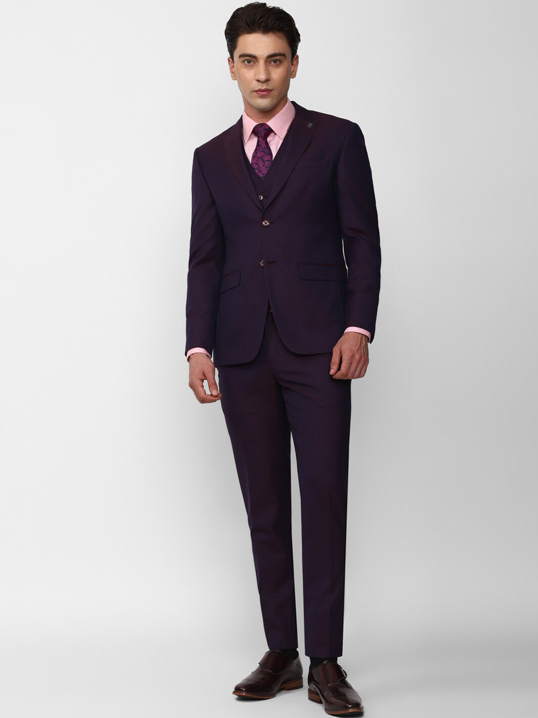 Peter England Elite Slim-Fit 3-Piece Formal Suit