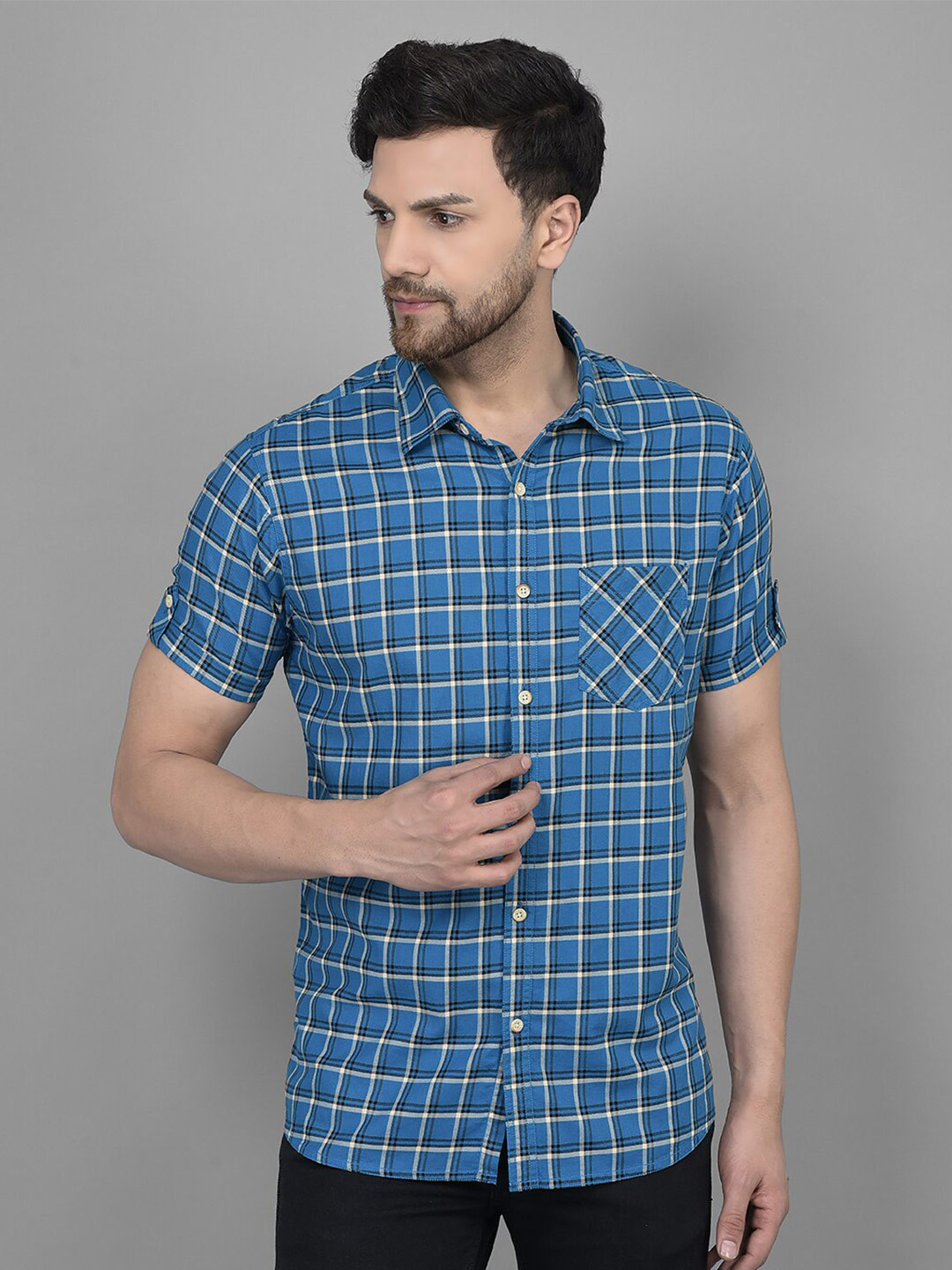Canary London Tartan Checked Smart Slim Fit Cotton Casual Shirt