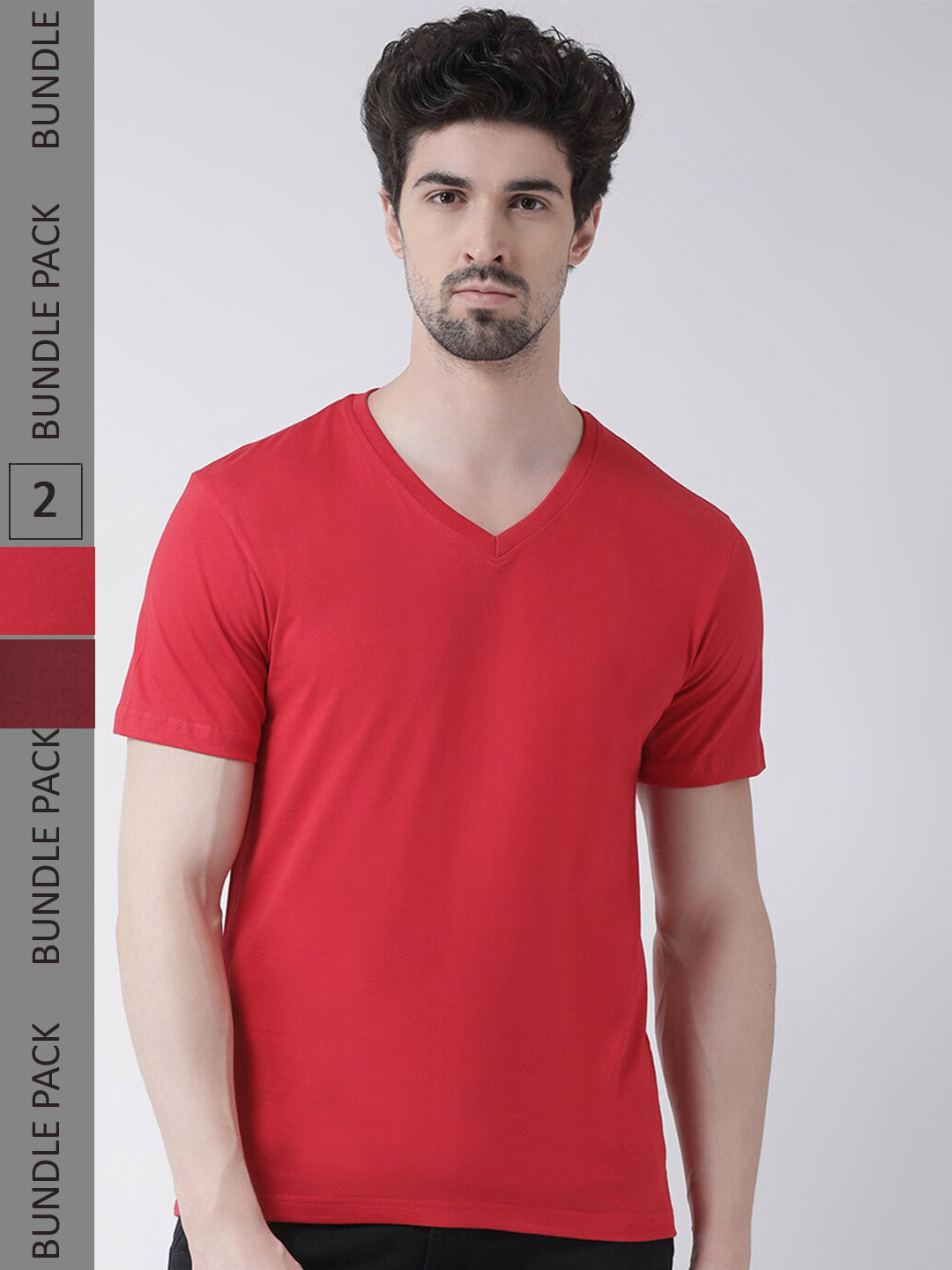 Friskers Pack of 2 V-Neck Slim Fit T-shirt